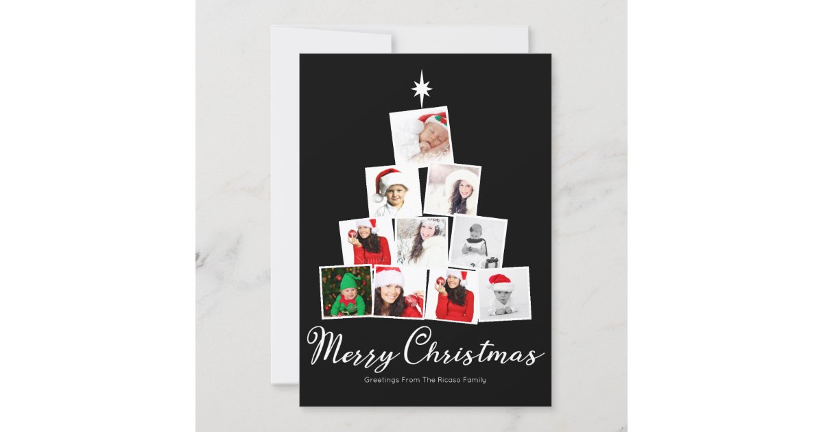 Christmas Tree Photo Collage Personalized Holiday Card Zazzle