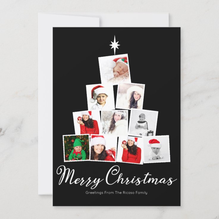 Christmas Tree Photo Collage Personalized Holiday Card Zazzle