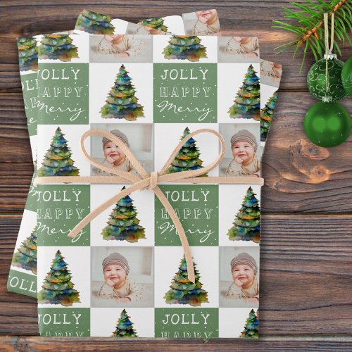 Christmas Tree Photo Holiday Pattern Wrapping Paper Sheets