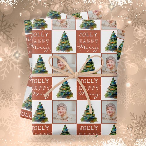 Christmas Tree Photo Holiday Pattern Wrapping Paper Sheets