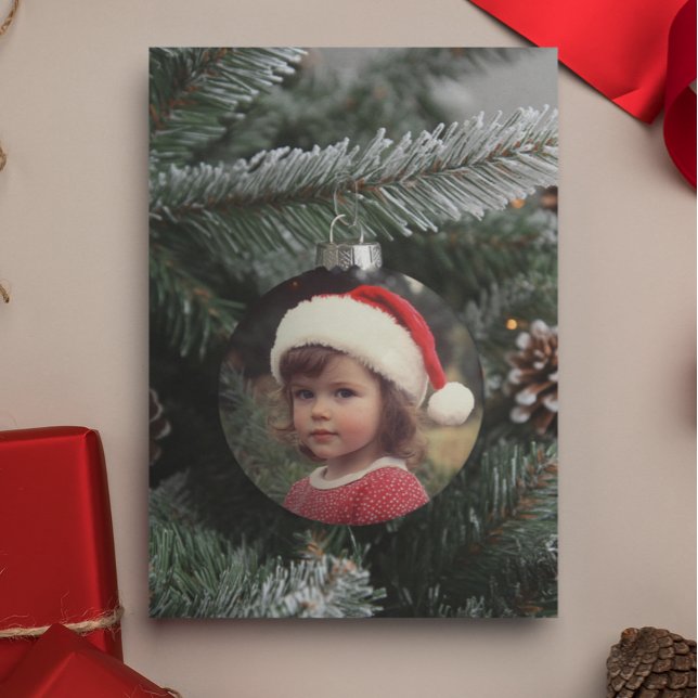 Christmas Tree Photo Ornament Personalized Custom Card (Creator Uploaded)
