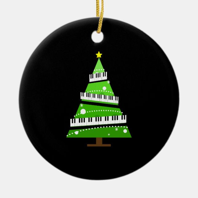Christmas Tree Piano Teacher Gift Ceramic Ornament (Front)