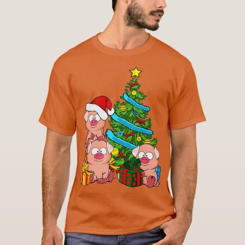 Christmas Tree Pig Lover Farm Animals Kids Swine P T_Shirt