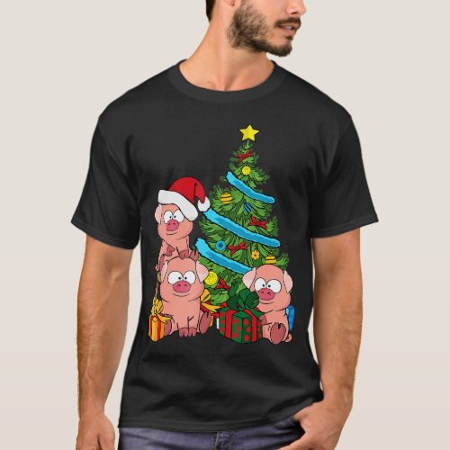 Christmas Tree Pig Lover Farm Animals Kids Swine P T_Shirt
