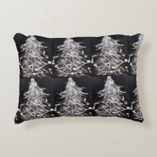 **CHRISTMAS TREE PILLOW** WITH BLACK BACK ACCENT PILLOW