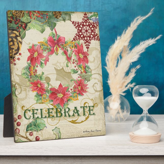 Christmas Tree Pine Cone Peace Snowflake Collage Plaque (Side)