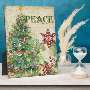 Christmas Tree Pine Cone Peace Snowflake Collage Plaque