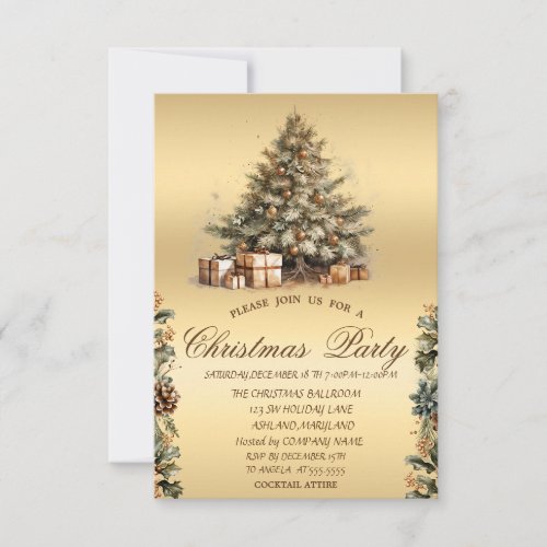 Christmas TreePine cones Christmas Company  Invitation