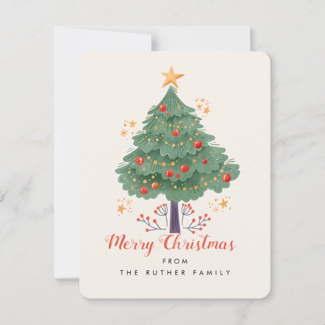 Christmas Tree Pines Holiday Cute Card (Front)