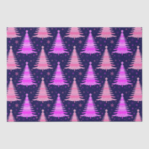Christmas Tree Pink Blue Pattern Design Tissue Paper