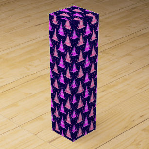 Christmas Tree Pink Blue Pattern Design  Wine Box