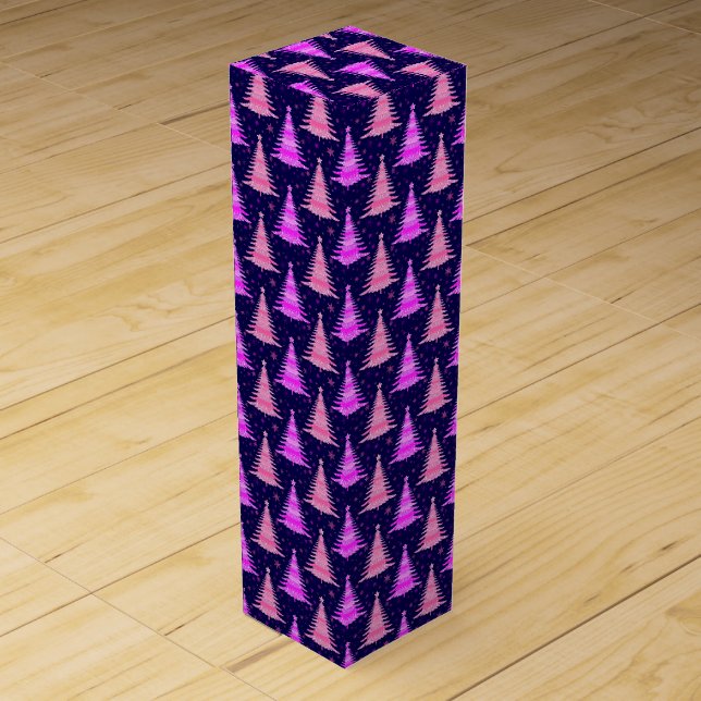 Christmas Tree Pink Blue Pattern Design  Wine Box (Front)