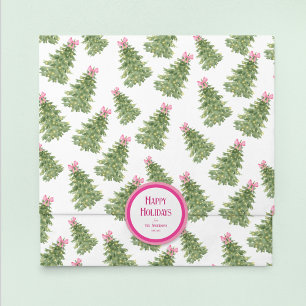 Christmas Tree & Pink Bow Holiday Tissue Paper
