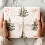 Christmas Tree Pink Bow Wrapping Paper<br><div class="desc">Christmas Tree Pink Bow Wrapping Paper</div>