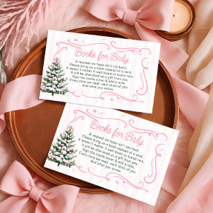 Christmas Tree Pink Bows Books for Baby Ticket Enclosure Card
