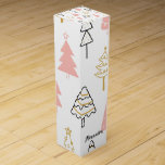 Christmas Tree Pink Gold  Wine Box<br><div class="desc">Simple pink and gold Christmas trees personal gift boxes.
Easily change the name for your own personal gift box.
From a range from Chessie's Fine Designs.
View the collection via the link on this page.</div>
