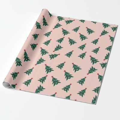 Christmas Tree Pink, Green and Red Wrapping Paper