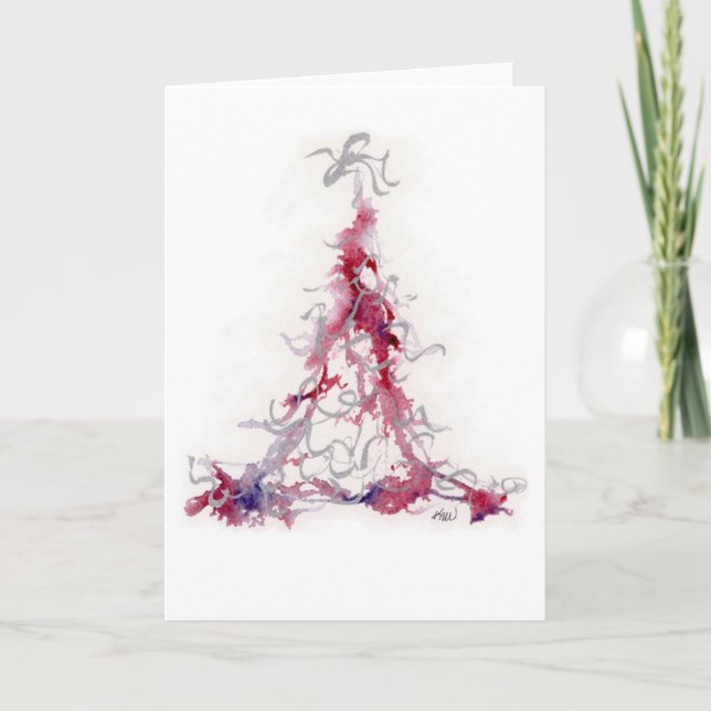 Christmas Tree, Pink, Greeting Card (Front)
