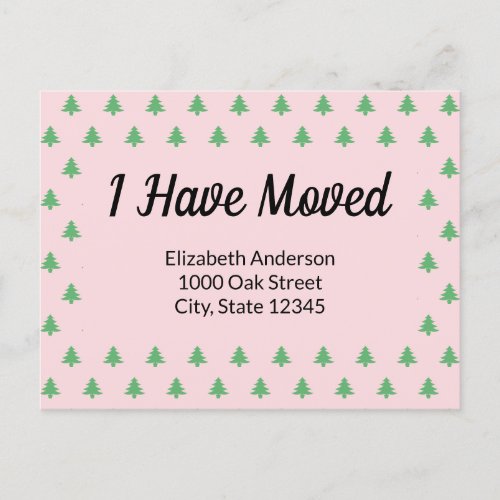 Christmas Tree Pink Holiday Moving Announcement Postcard