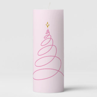 Christmas Tree Pink Line Star Design  Pillar Candle