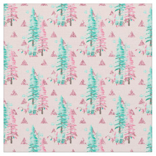 Christmas Tree Pink Pattern Fabric