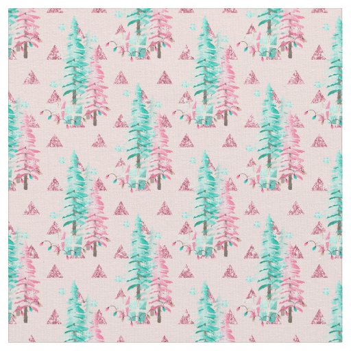 Christmas Tree Pink Pattern  Fabric