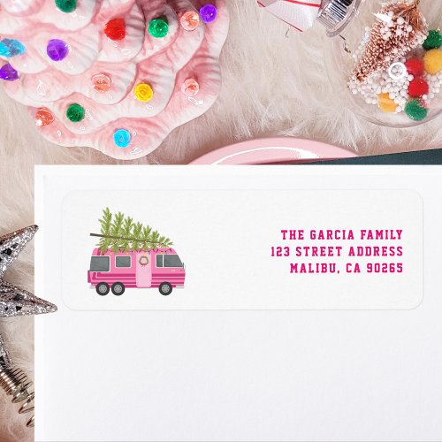 Christmas Tree Pink RV Camper Label