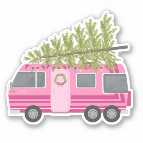 Christmas Tree Pink RV Camper Sticker