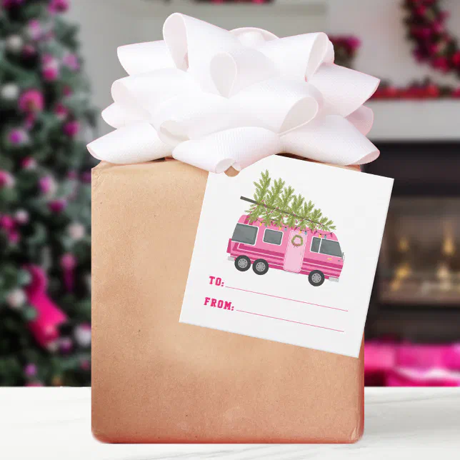 Personalized Rv Tags Christmas Tree Pink RV Camper To From Favor Tags | Zazzle