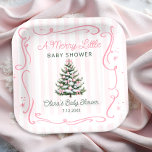 Christmas Tree Pink Winter Baby Shower Paper Plates<br><div class="desc">Christmas Tree Pink Winter Baby Shower Paper Plates. Matching items available.</div>
