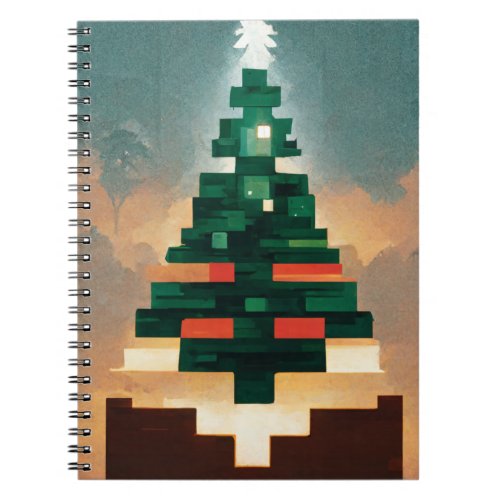 Christmas Tree Pixel Abstract Minecraft Style Notebook