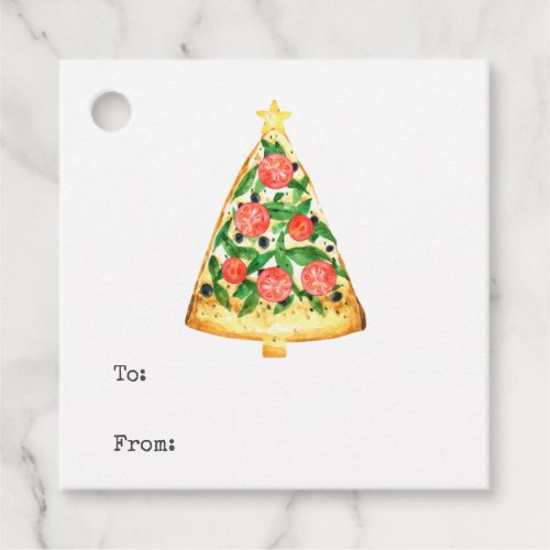 Christmas Tree Pizza To From Favor Tags