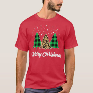 Christmas Tree Plaid Christmas Tree Leopard Christ T-Shirt