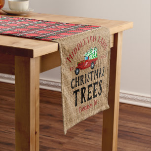 Christmas 🎄 Tree Plaid Farmhouse Short Table Runner