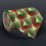 Christmas Tree Plaid Forest Green Single-Sided Tie<br><div class="desc">Forest green with red and lime colorway.  Inspired by the retro advertising art from the fifties and sixties,  this Christmas tree design is combined with lots of rows of colored checks to create this unique plaid holiday necktie. These designs come in several colorways.</div>