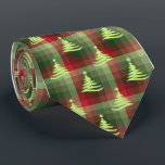 Christmas Tree Plaid Forest Green Single-Sided Tie<br><div class="desc">Forest green with red and lime colorway.  Inspired by the retro advertising art from the fifties and sixties,  this Christmas tree design is combined with lots of rows of colored checks to create this unique plaid holiday necktie. These designs come in several colorways.</div>