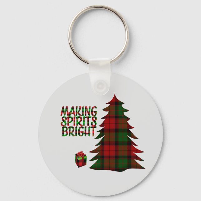 Christmas Tree Plaid          Keychain (Front)