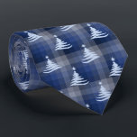 Christmas Tree Plaid Navy Blue Two-Sided Tie<br><div class="desc">Navy blue with silver and gray colorway.  Inspired by the retro advertising art from the fifties and sixties,  this Christmas tree design is combined with lots of rows of colored checks to create this unique plaid holiday necktie. These designs come in several colorways.</div>