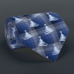 Christmas Tree Plaid Navy Blue Two-Sided Tie<br><div class="desc">Navy blue with silver and gray colorway.  Inspired by the retro advertising art from the fifties and sixties,  this Christmas tree design is combined with lots of rows of colored checks to create this unique plaid holiday necktie. These designs come in several colorways.</div>