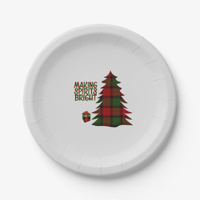 Christmas Tree Plaid         Paper Plates (Front)