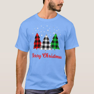 Christmas Tree Plaid Red Green White Tree Merry Xm T-Shirt