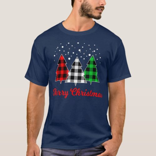 Christmas Tree Plaid Red Green White Tree Merry Xm T_Shirt