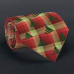 Christmas Tree Plaid Red Two-Sided Tie<br><div class="desc">Red with forest green,  burgundy and moss green colorway.  Inspired by the retro advertising art from the fifties and sixties,  this Christmas tree design is combined with lots of rows of colored checks to create this unique plaid holiday necktie. These designs come in several colorways.</div>