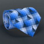 Christmas Tree Plaid Royal Blue Two-Sided Neck Tie<br><div class="desc">Royal blue with navy,  ocean and sky blues.  Inspired by the retro advertising art from the fifties and sixties,  this Christmas tree design is combined with lots of rows of colored checks to create this unique plaid holiday necktie. These designs come in several colorways.</div>