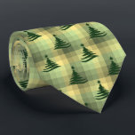 Christmas Tree Plaid Sage Green Two-Sided Tie<br><div class="desc">Sage green with forest,  olive and yellow colorway.  Inspired by the retro advertising art from the fifties and sixties,  this Christmas tree design is combined with lots of rows of colored checks to create this unique plaid holiday necktie. These designs come in several colorways.</div>