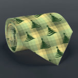 Christmas Tree Plaid Sage Green Two-Sided Tie<br><div class="desc">Sage green with forest,  olive and yellow colorway.  Inspired by the retro advertising art from the fifties and sixties,  this Christmas tree design is combined with lots of rows of colored checks to create this unique plaid holiday necktie. These designs come in several colorways.</div>