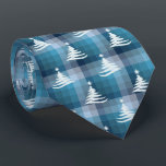 Christmas Tree Plaid Teal & Denim Blue Two-Sided Neck Tie<br><div class="desc">Teal with denim and ice blues colorway.  Inspired by the retro advertising art from the fifties and sixties,  this Christmas tree design is combined with lots of rows of colored checks to create this unique plaid holiday necktie. These designs come in several colorways.</div>