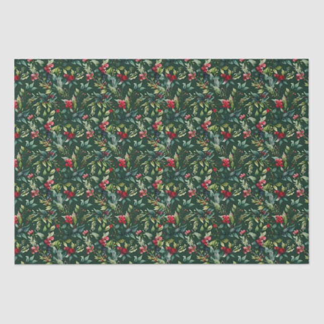 Christmas Tree Poinsettia Bobble Tissue Paper (Front)