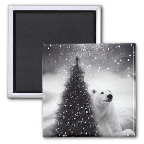 Christmas Tree  Polar Bear Magnet