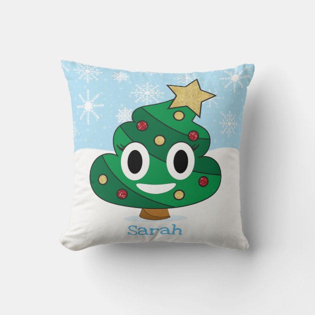 Glitter poop emoji top pillow